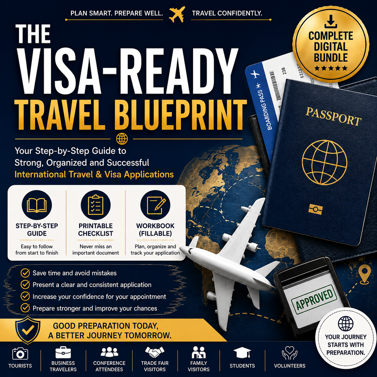 THE VISA-READY TRAVEL BLUEPRINT — COMPLETE DIGITAL KIT eBook + Visa Checklist + Application Workbook