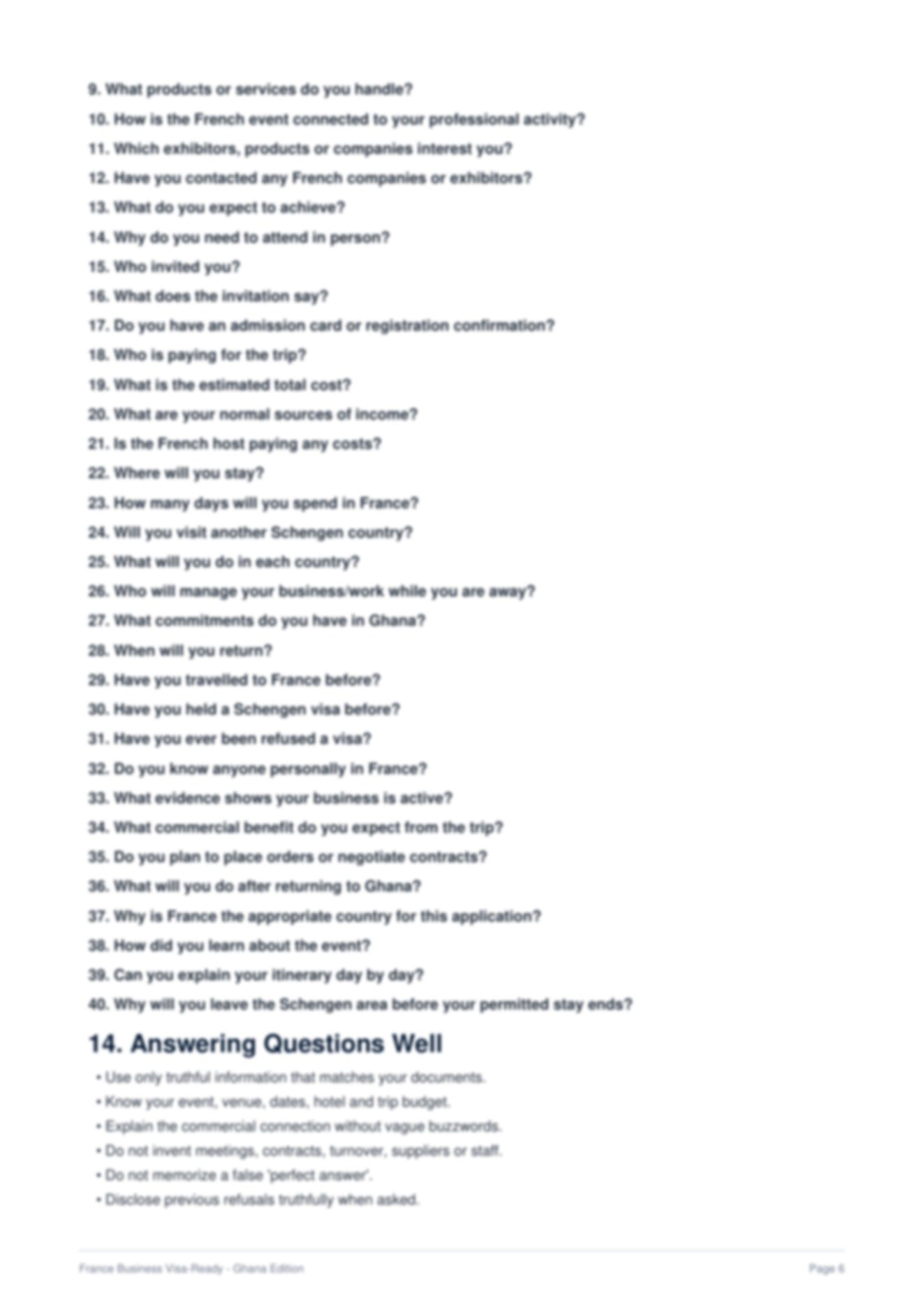 30 common Germany visa interview questions with model answers.