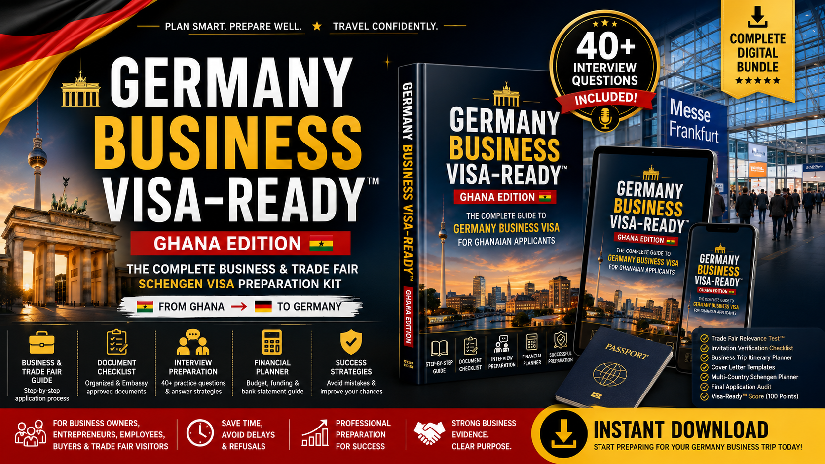 Germany Business Visa-Ready™ — Ghana Edition | Complete Business & Trade Fair Visa + Interview Kit